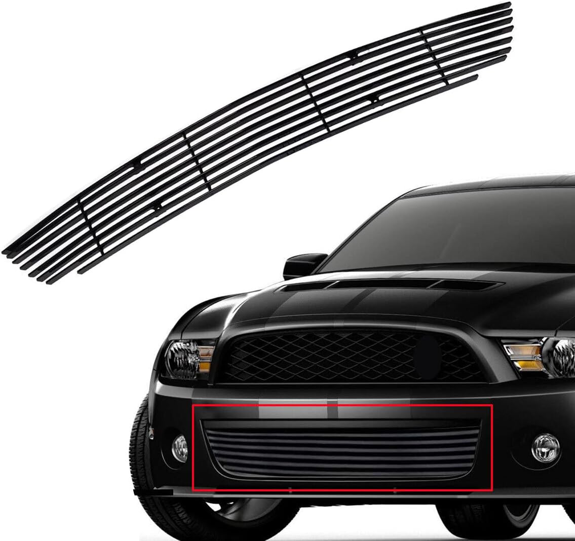 Black Grill Fits 2010-2012 Ford Mustang V6 Front Lower Bumper Grille Billet Grille Insert Solid Aluminum 2011