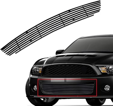 Black Grill Fits 2010-2012 Ford Mustang V6 Front Lower Bumper Grille Billet Grille Insert Solid Aluminum 2011
