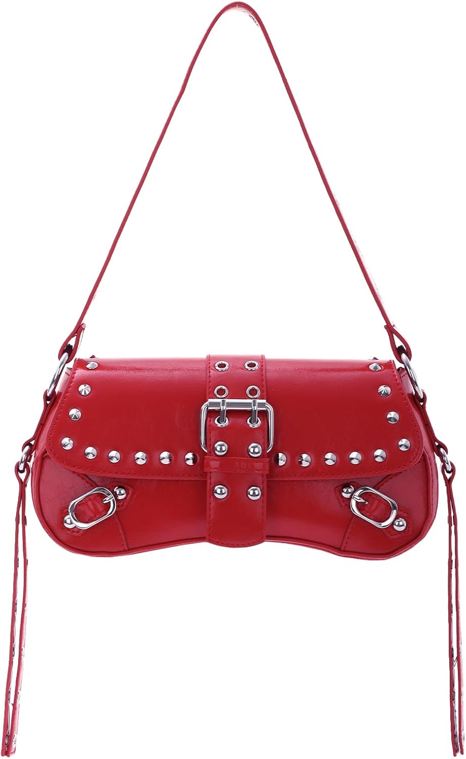 Fecialy Women's Y2k Shoulder Bag Handbag Studded Punk Rivet Purse Goth Trendy Leather Bags