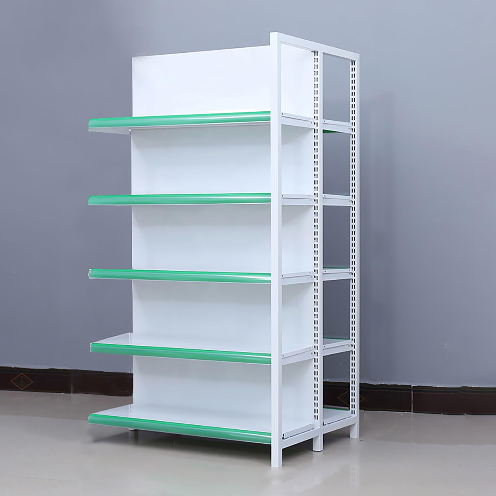 Generico Scaffalatura a Gondola Regolabile a 5 Ripiani per supermercati, Negozi di Alimentari e minimarket, con indicatore dei Prezzi, 100x130 cm, Soluzione Versatile per l'esposizione di Prodotti.