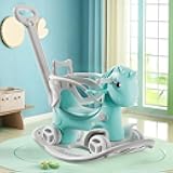 Legendstone Rocking Horse for Toddlers 1-3 Years,4 in 1 Design, Kids Ride on Toy Balance Bike Push Cart with Detachable Balance Board,Fun Birthday Gifts-Blue