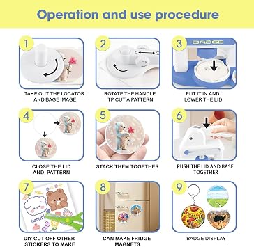 KBIBCK Button Maker Machine, 35mm and 55mm Badge Punch Press Kit, Badge Making Kit for Kids with 72 Pcs Button Parts and 3 Stickers, Badge Machine with Circle Cutter for Party, Events, Gifts (Blue)