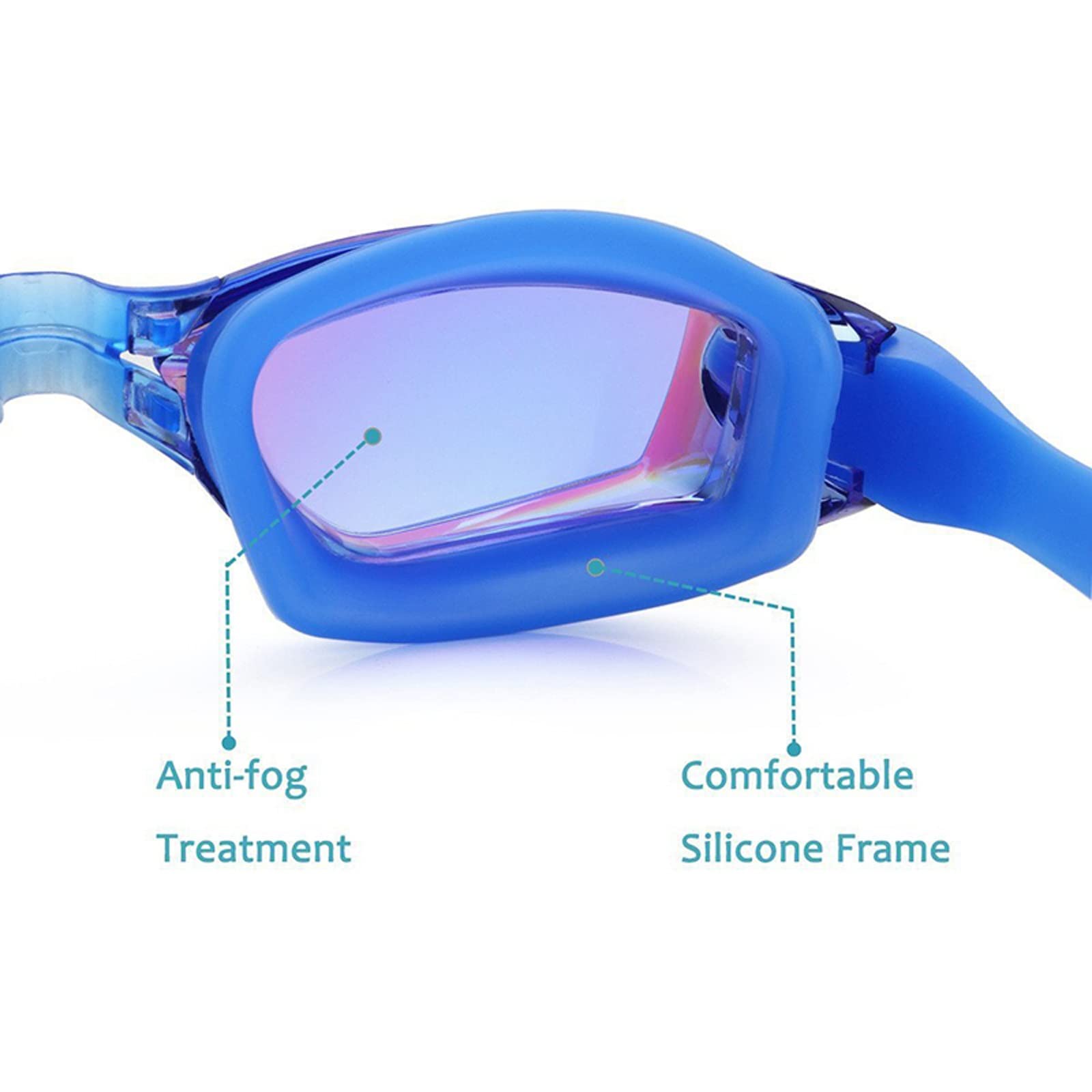 Schwimmbrille, verstellbar, Anti-Beschlag, Anti-Auslaufen, UV-Schutz, weiches Silikon, Nasenbrücke, Schwimmbrille