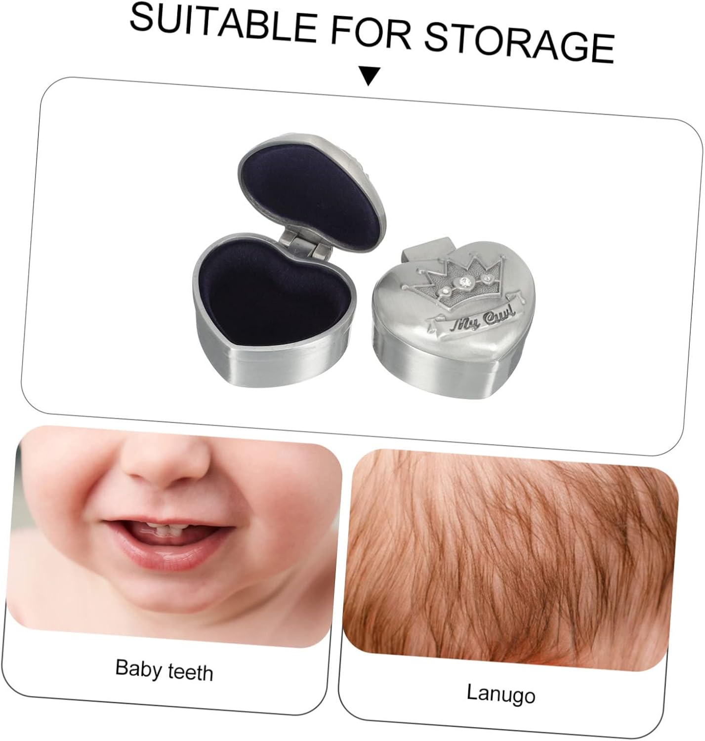 Milisten Baby Tooth Box Love 2pcs Alloy Boys and Girls Teeth Box Info Recording Space