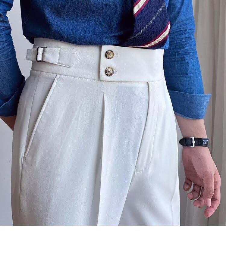 Serge Men's Pants with Buttons Mens Trousers Elegant Dress Pants Groomsmen for Wedding Prom4