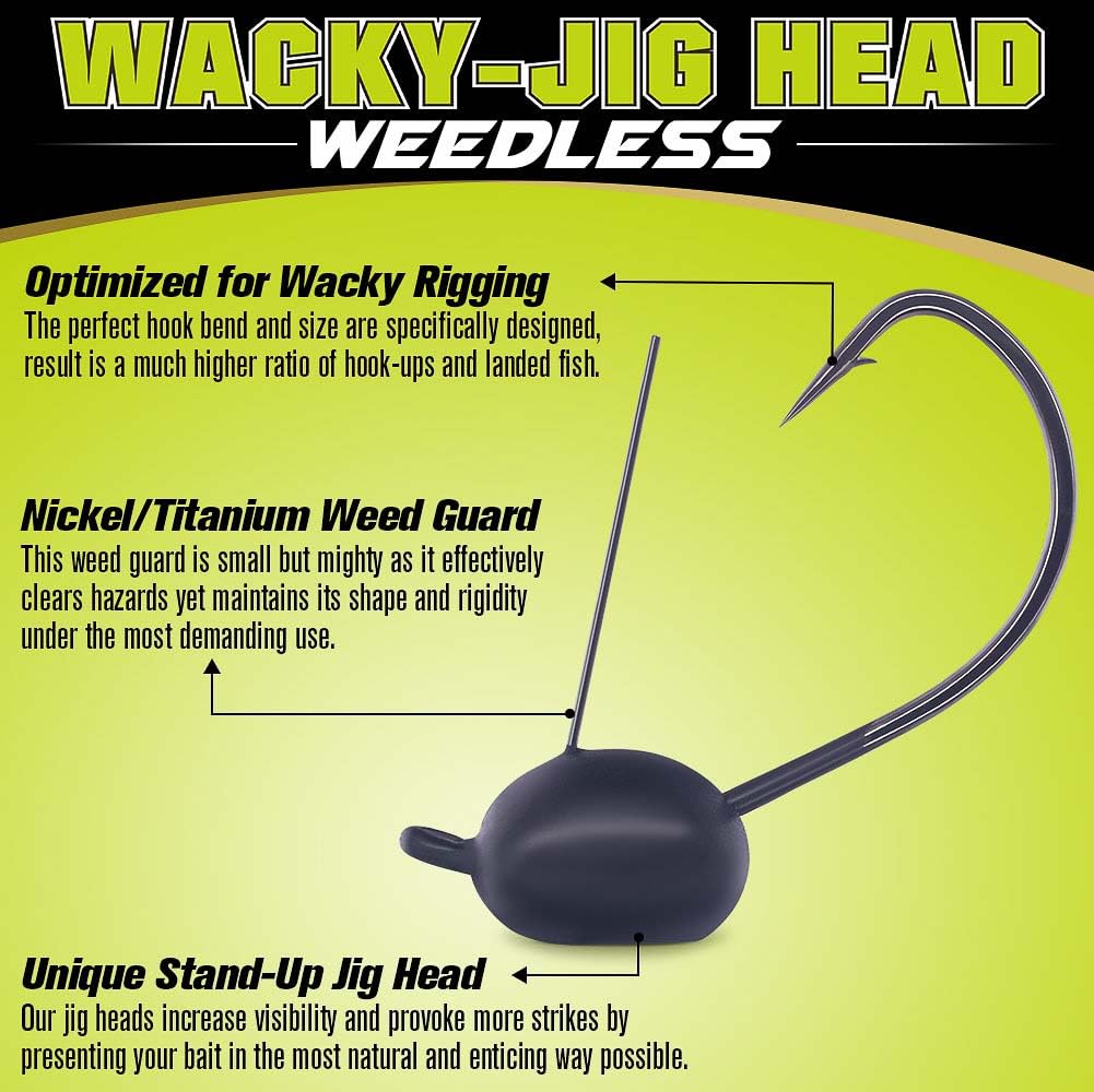 Weedless-Wacky-Rig-Hooks-Weedless-Jig-Head Worm Weights Hook for Bass Fishing 10 Pack (1/16oz (1.8g)-10 Pack)