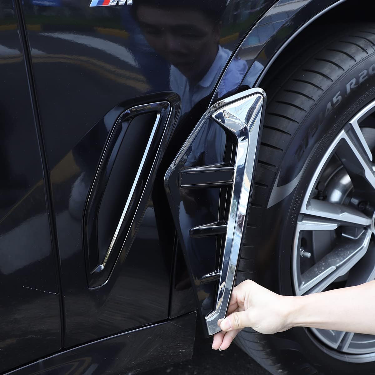 Shark Gills Side Fender Vent Decoration Trim for BMW X5 G05 2019-2021 Side Marker Fender Air Vent Trim Cover Car Outside Styling (X5 M, Silver)