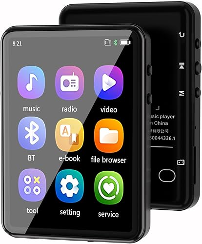 Reproductor de MP3 con Bluetooth, pantalla táctil reproductor de música MP3 con altavoz, radio FM, libro electrónico, apagado de temporización,