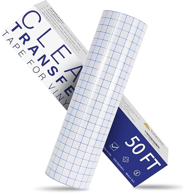 HTVRONT Transfer Tape for Vinyl -12" x 50FT(30.5 * 1524 cm) Blue Grid Vinyl Transfer Tape Roll for  Decals,Signs, Stickers