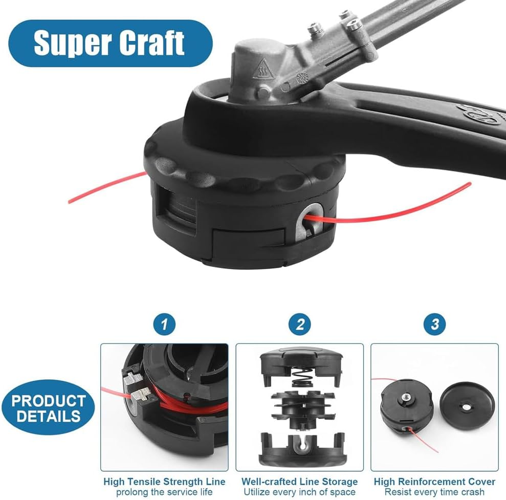 Exploded view of the Shkalacar trimmer head components, highlighting durable construction.