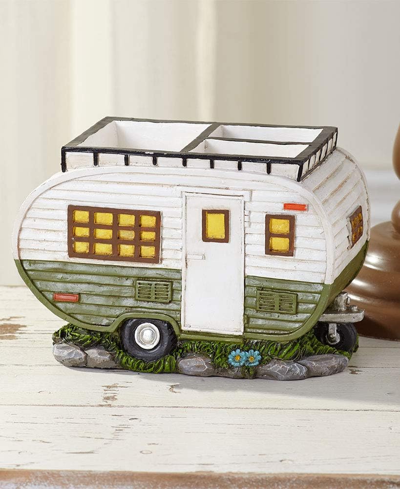 Home or Work Office Camper Multipurpose Desk Top Organizer - Green & White RV