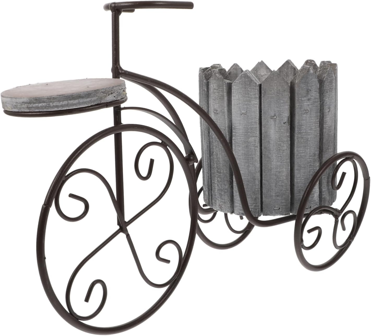 GALPADA Iron Bike Flower Basket Holder for Garden Decoration Metal Plant Stand Decorative Design for Home and Outdoor Use Random Color