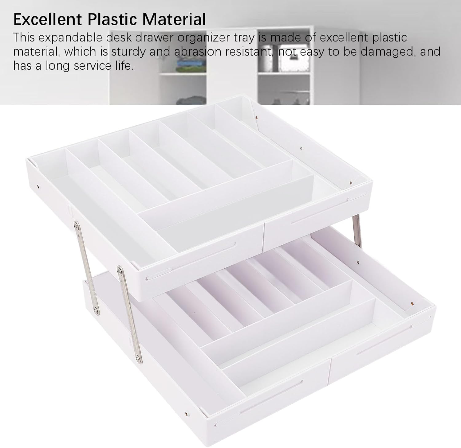 Luqeeg Drawer Foldable Organizer Tray Multifunctional Desk Organizer Foldable Expandable Tray Home Storage Office Supplies for Kitchen Jewelry Cosmetics Skincare Products (White)