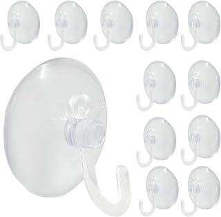 12 Pcs Suction Cups with Hooks, 30 mm Clear Plastic Sucker Wall Hooks for Decoration, Door, Bathroom, Kitchen