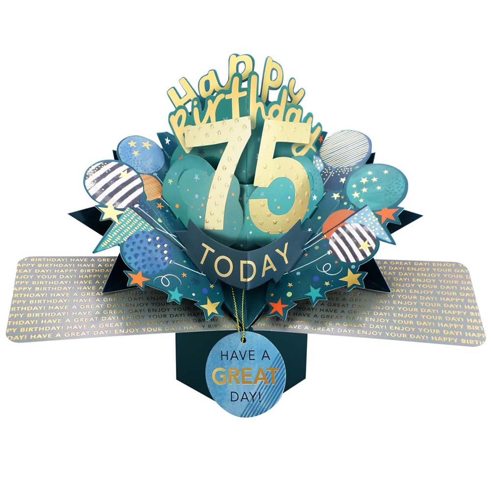75 Today Happy 75th Birthday Pop-Up Greeting Card Love Kate's Pop Up Cards Him Design POP237MC75 โ image 1