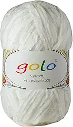 golo Fio de chenille para cobertor de bebê, fio de chenille macio de 100 ml, para tricô à mão, fio branco