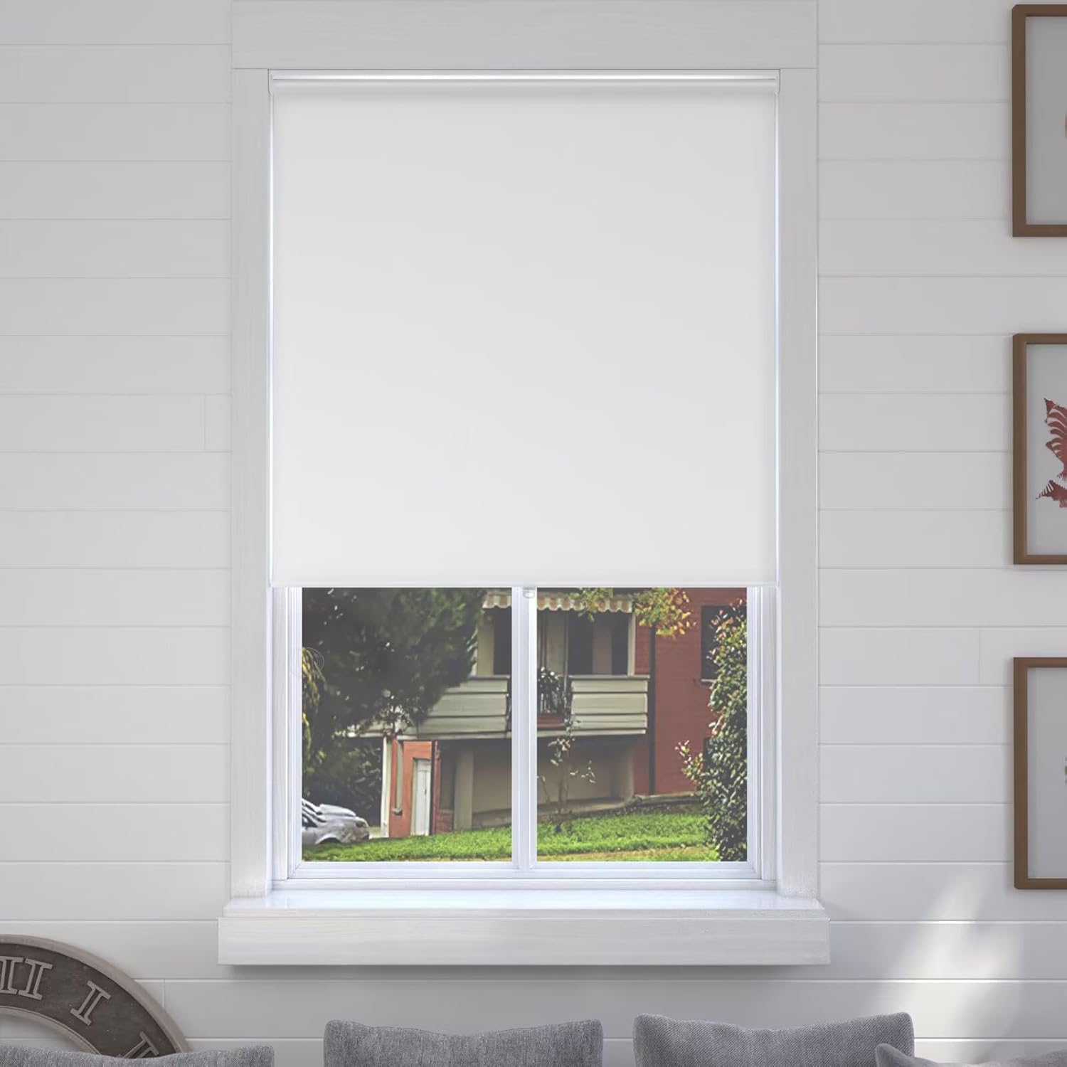 MYshade 100% Blackout Roller Shades Cordless for Windows - Thermal Insulated UV Protection Room Darkening Blinds, Easy Install for Home, Bedroom, Living Room, Office (24" W x 72" H,White