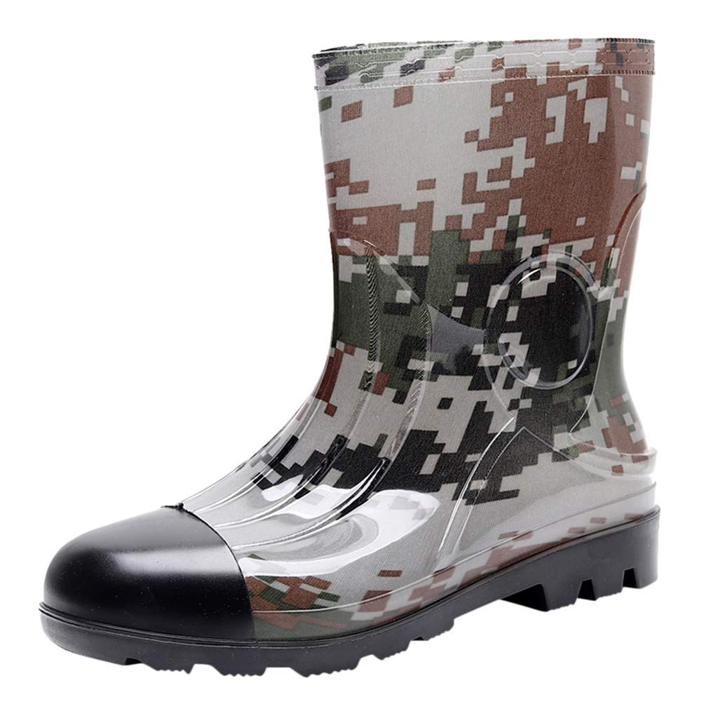 Botas de goma para hombre, diseño de camuflaje, botas de lluvia, botines de goma, impermeables, botines de tobillo, botas cortas, botas de goma, botas de lluvia, antideslizantes, botas de jardín