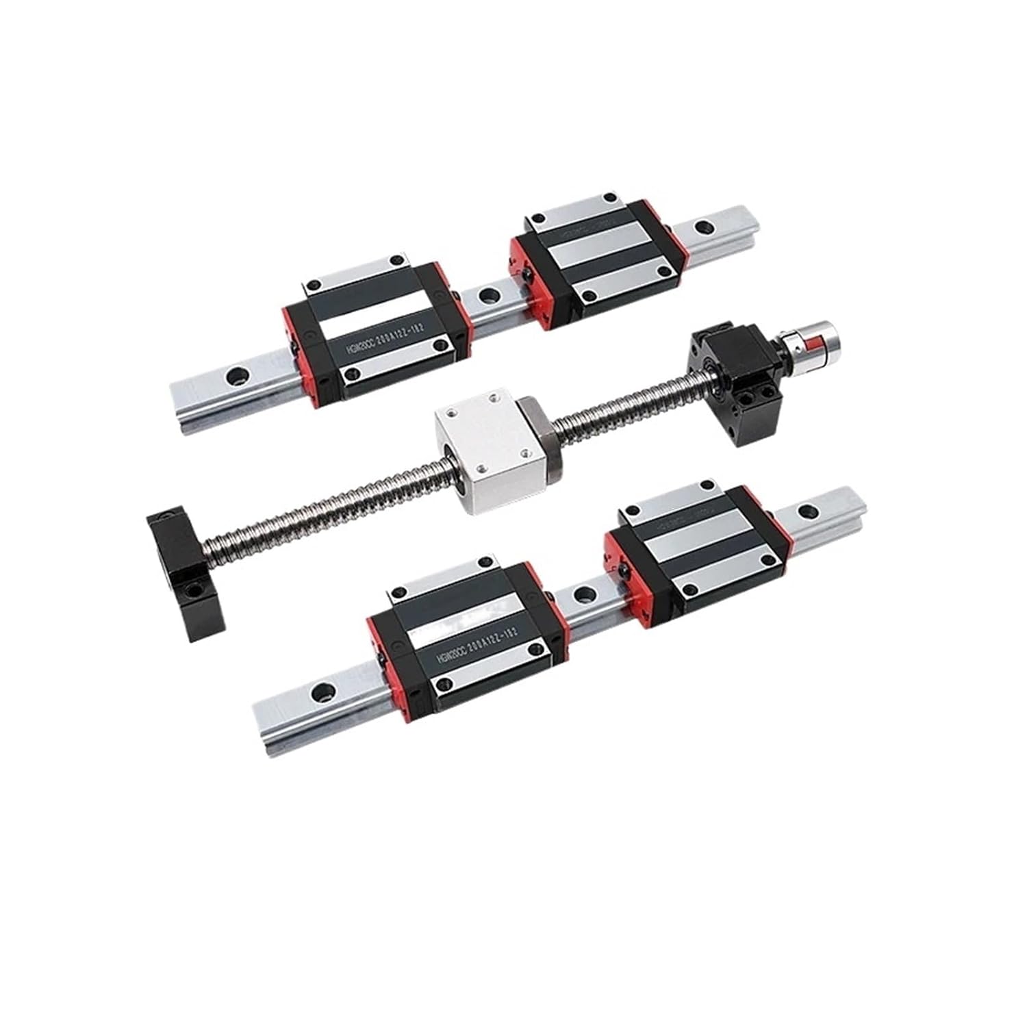 Modular Square Linear Guide Rails (2 Sets of HGR20 + HGW20CC Rails) + SFU1605 Ball Screws with BK12/BF12 end Machining + nut seat + Coupling(HR20-700 1605-700)