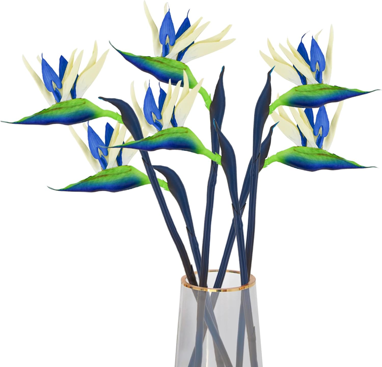 Bird of Paradise Artificial Plant 6Pcs Rubber Strelitzia Artificial Flowers Bouquet Tropical Flowers for Home Garden Office Wedding Party Decor (Yellow)