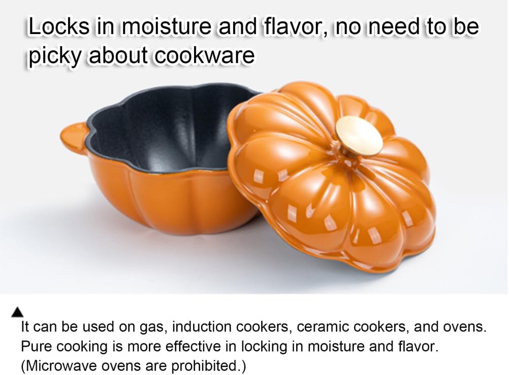 Pumpkin-Shaped Enameled Cast Iron Pot - Creative Multifunctional Dutch Oven for Stewing, Soup, Braising & Cooking, Induction Compatible, Unique Gift Idea for Home Chefs 18cm