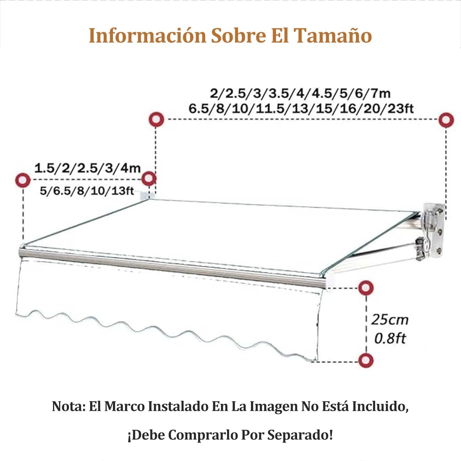Tessuto di ricambio a righe per tenda da sole da esterno, materiale da 2 x 1,5 m a 7 x 4 m, colore nero, copertura per patio, giardino, terrazza, balcone (4,5 x 2,5 m)