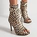 Women Gladiator Summer Booties Cow Print Peep Toe Stiletto High Heel Ankle Boots Lace Up Sandals Booties