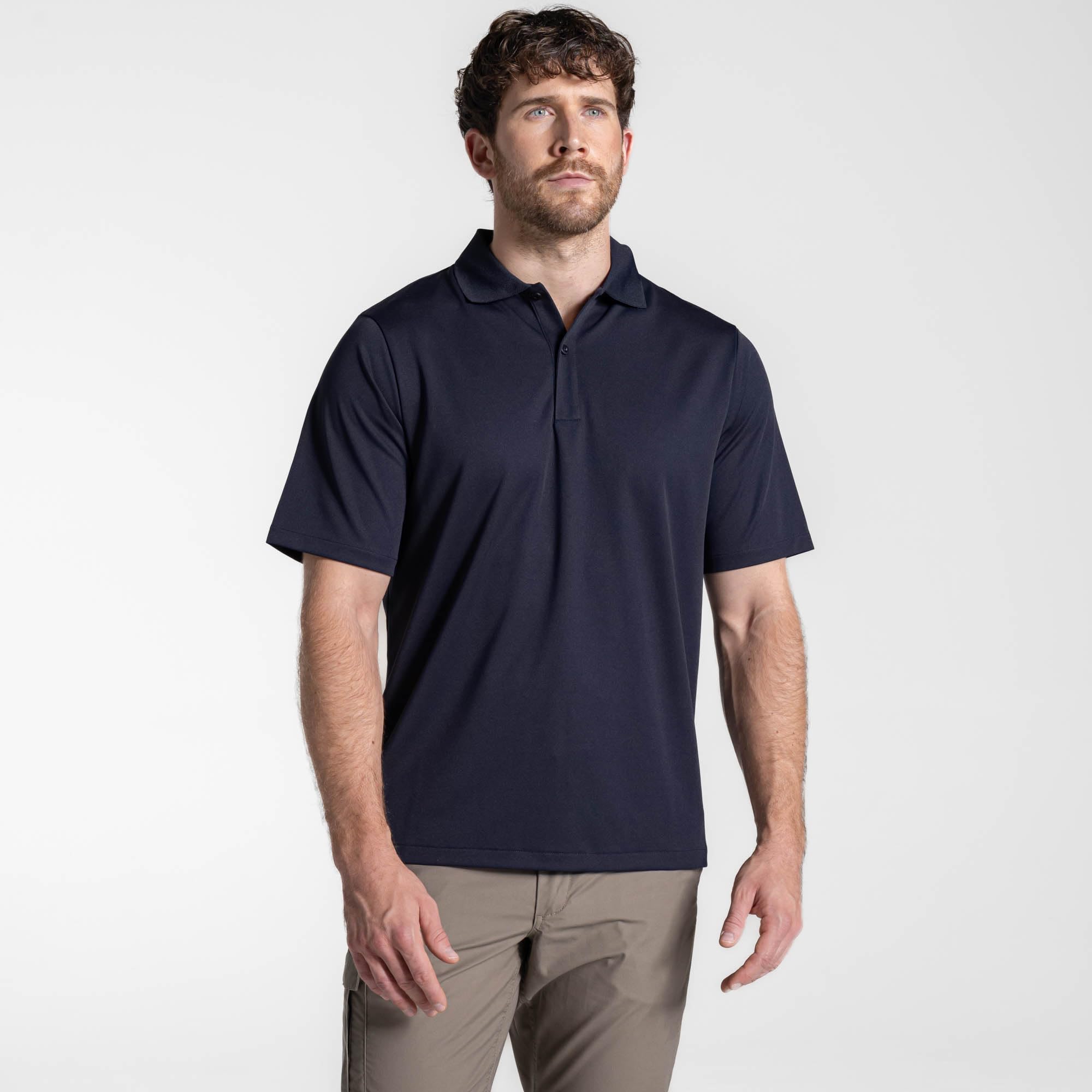 Craghoppers Expert Mens Base Camp Polo Shirt Moisture-Wicking Work T-Shirt Top Dark Navy
