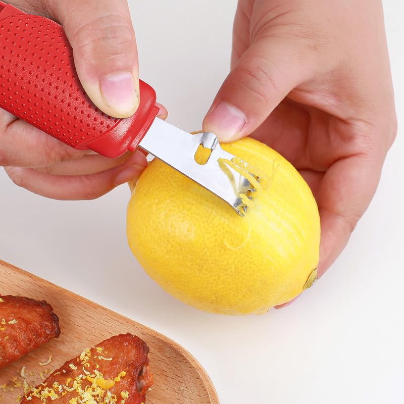 Lemon Citrus Orange Zester and Grater Tool, Cheese Grater & Vegetable Grater for Lime, Garlic, Ginger, Chocolate, Fruits, Dishwasher Safe, Red - Image 4