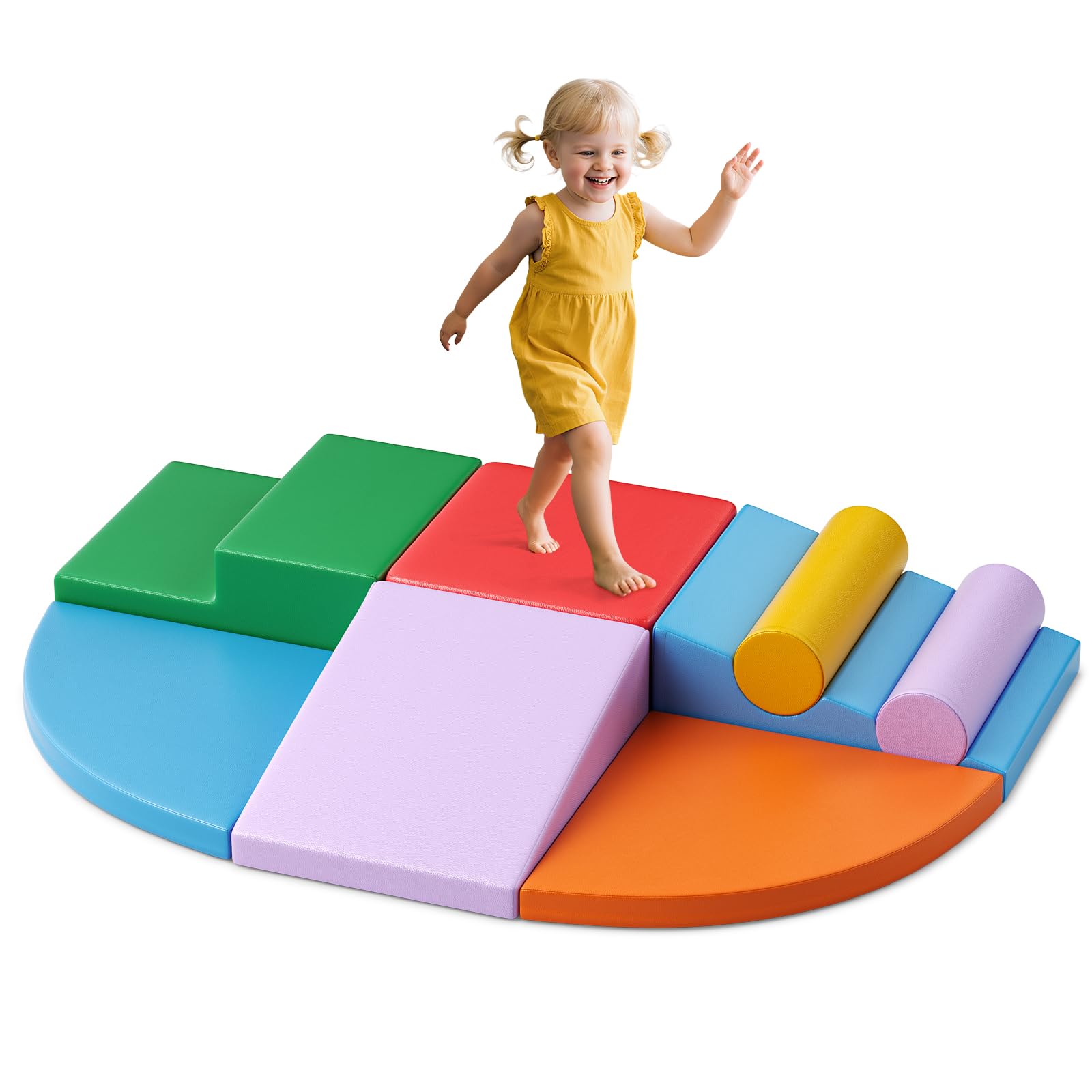 Blocchi da costruzione in schiuma per bambini, grandi blocchi da costruzione in schiuma giganti per bambini, giocattoli educativi prescolari per gattonare e arrampicarsi (Arc-en-ciel-8)