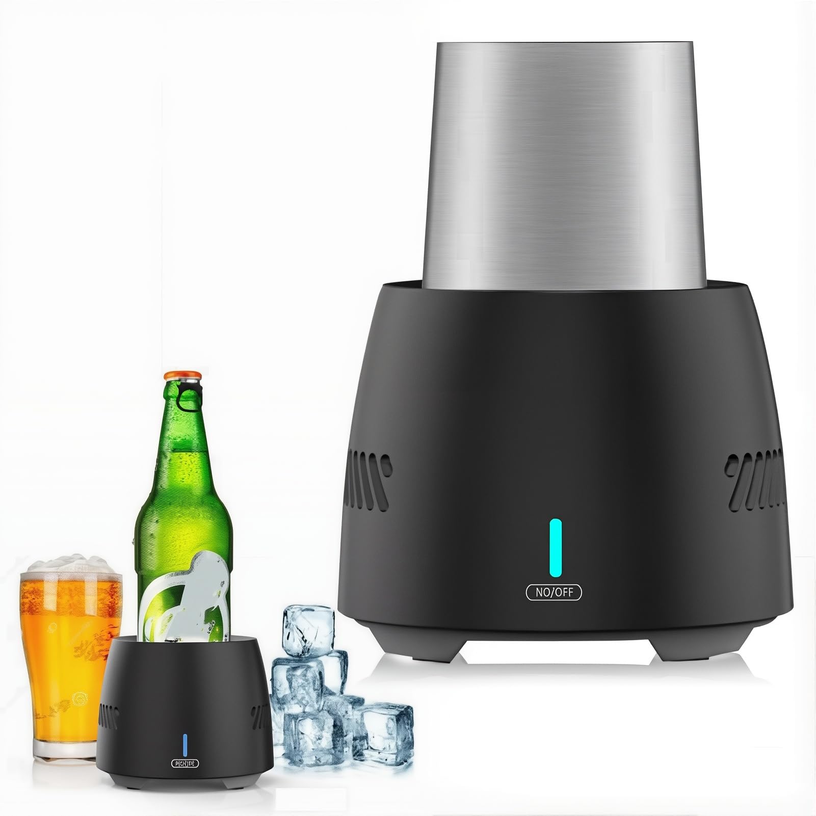 Tazza Refrigerante Portatile da 350ML per Bevande in Bottiglia con Interruttore Touch e Doppia Dissipazione del Calore Dispositivo di Raffreddamento Elettrico Intelligente a Raffreddamento Rapi Black