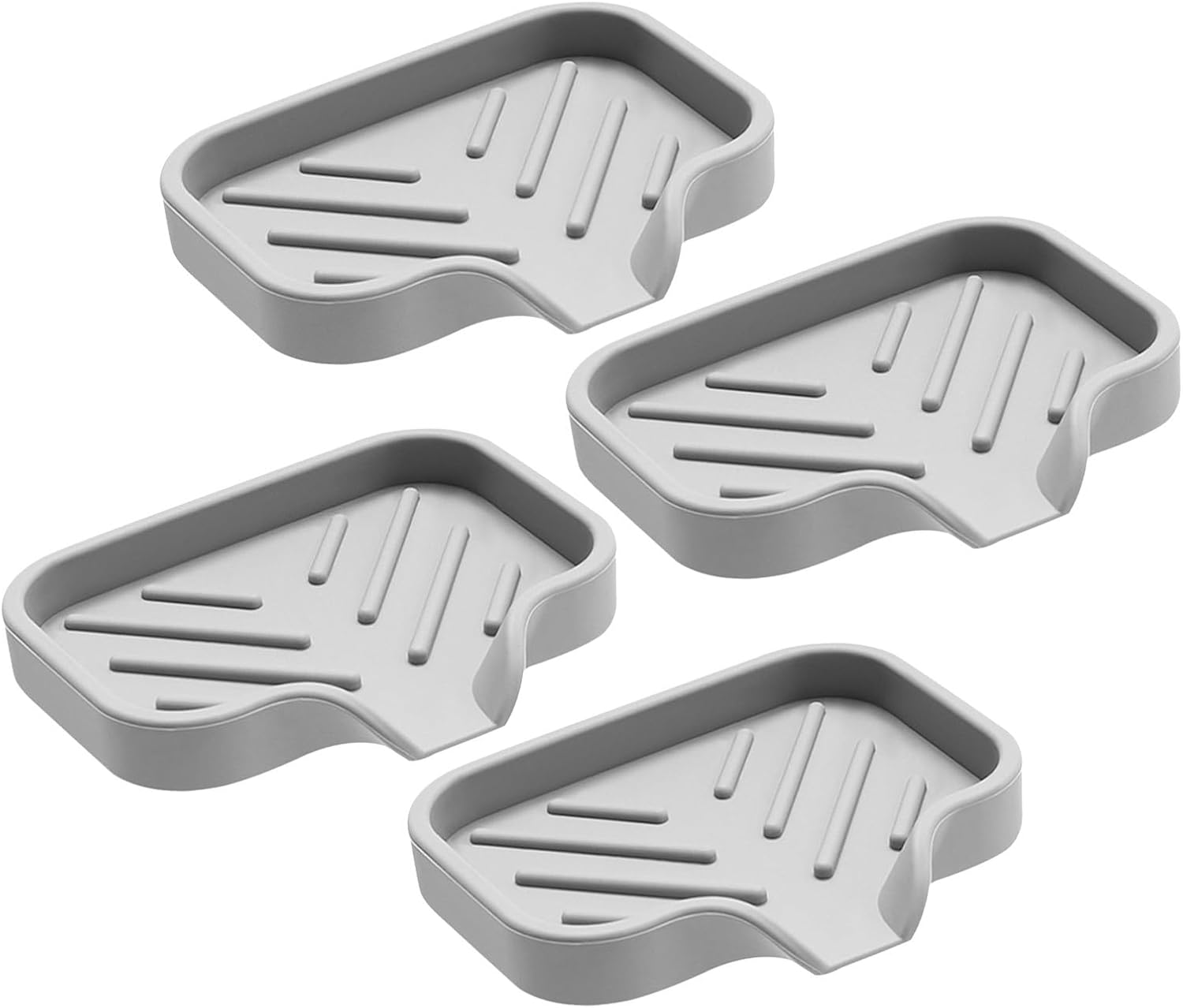 4pcs Silicone Soap Dish for Bathroom with Self-draining Design Compact Rectangular Soap Holder for Shower and Sink Modern Minimalist Style for Travel and Home