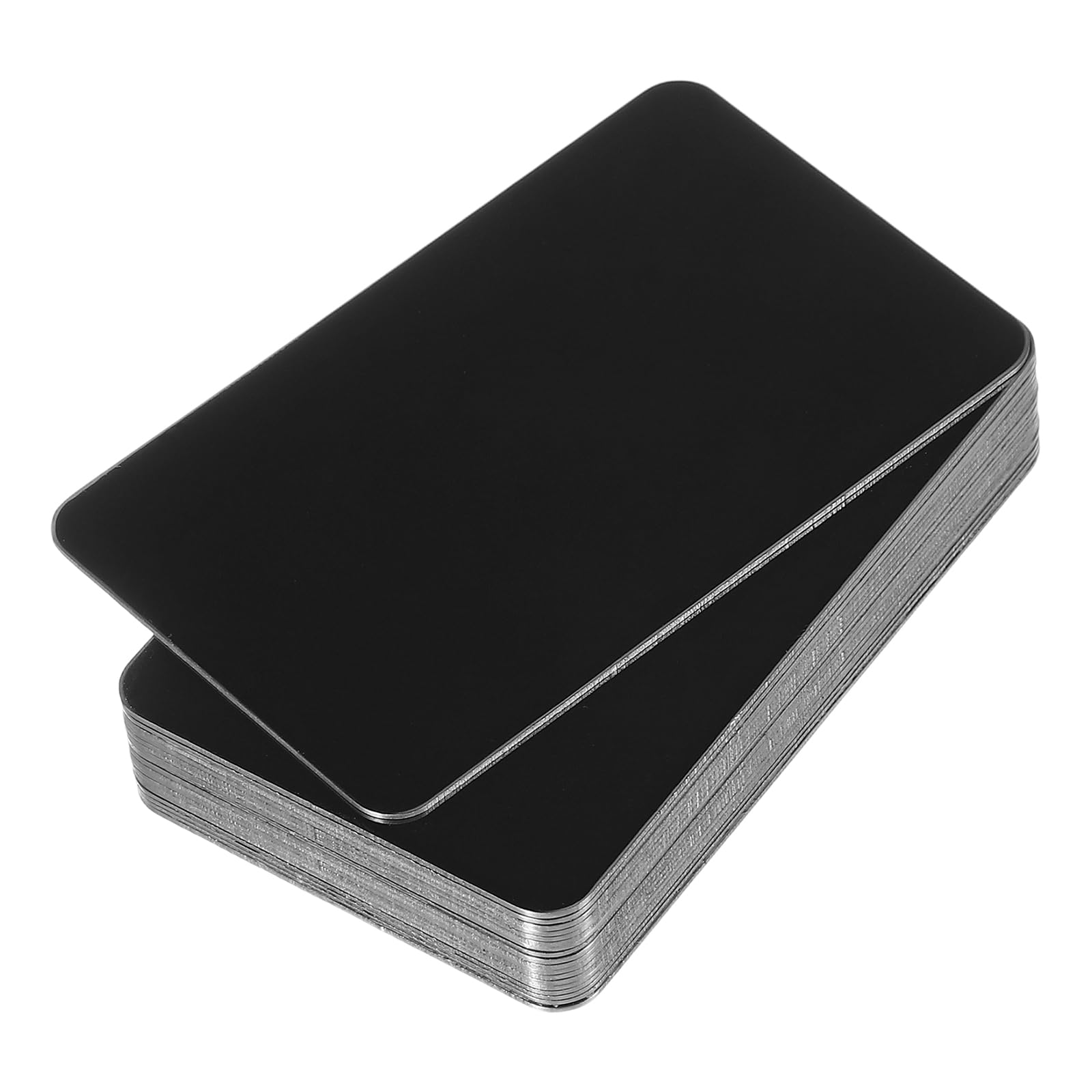 PATIKIL 0.8mm Stainless Steel Metal Business Cards, 12 Pack Mirror Blank Name Card Laser Engraving for DIY Gift Cards, Black