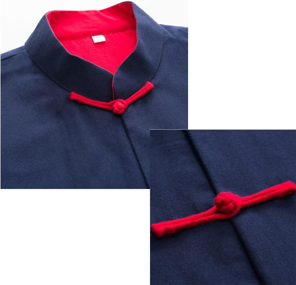 ZHOUXIAO Traditional Long Sleeve Tang Suit Chinese Kung Fu Uniform Men Coats Martial Arts Suit Zen Meditation Uniform