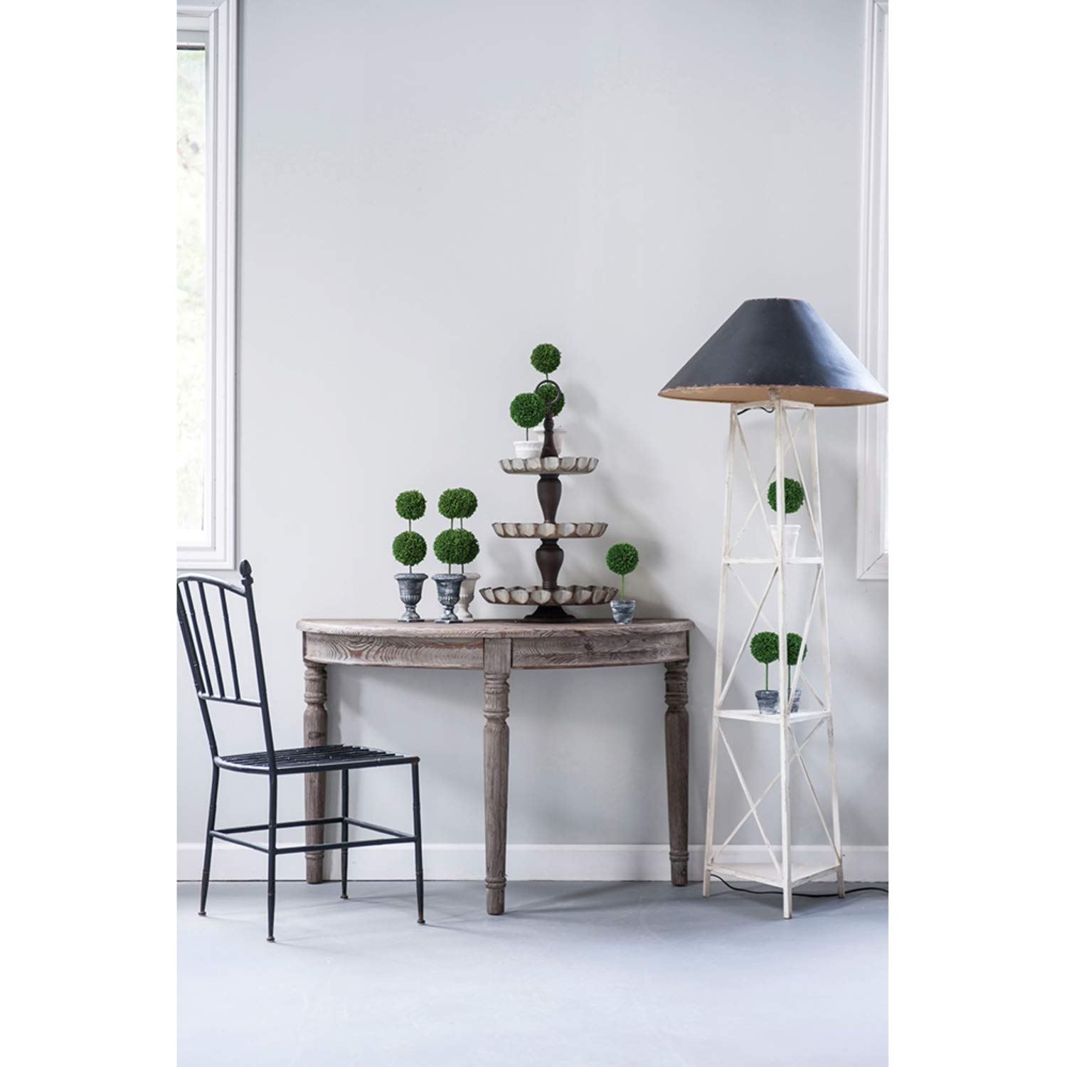 A&B 29572-BLAC-AB D4x15.5 H Two-TierRound Faux Topiary-Black Pot