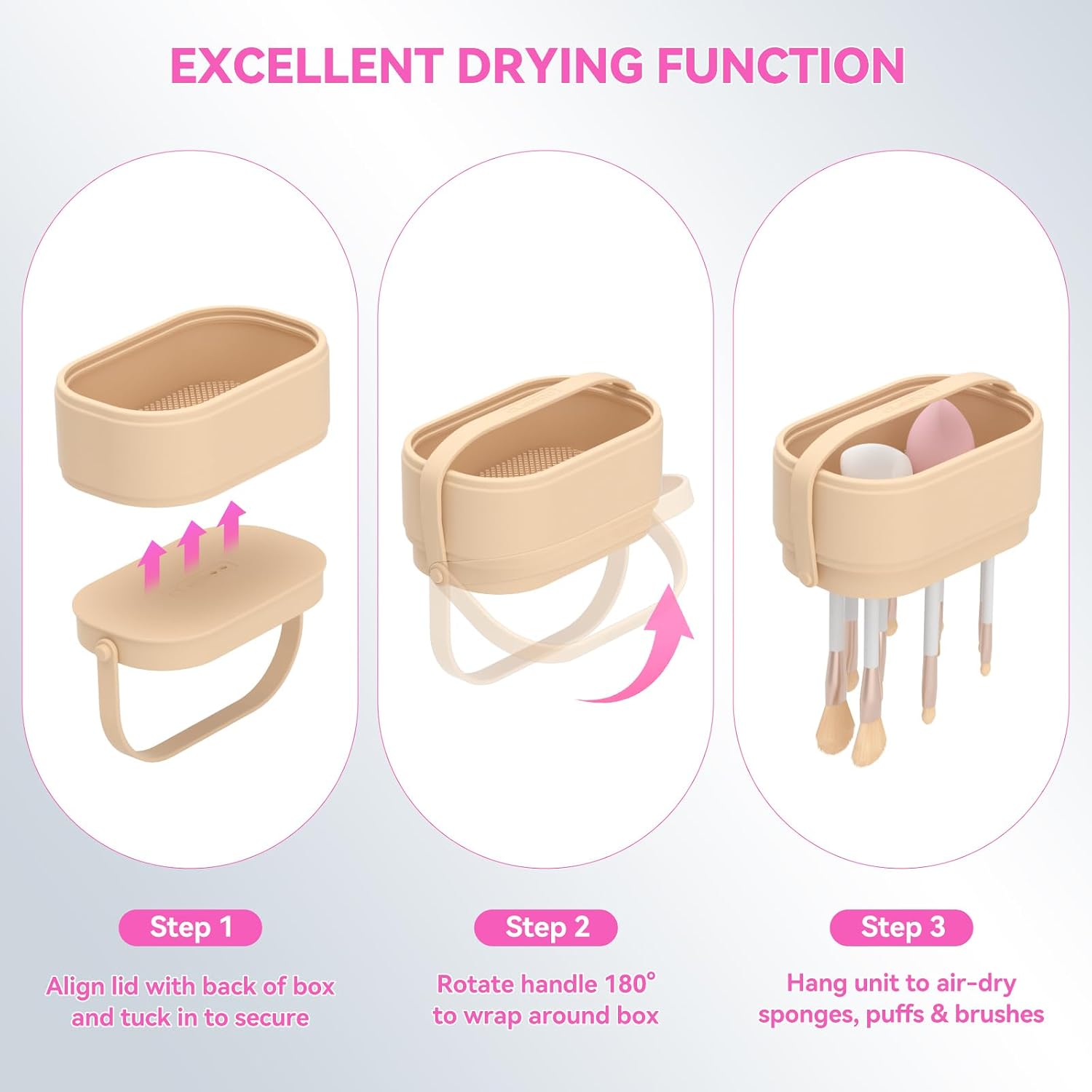 Makeup Brush Cleaner Mat 3 in 1 Makeup Brush Holder Silicone Makeup Brush Drying Rack Make Up Brush Cleaning Bowl Make Up Brush Cleaner Pad Cosmetic Storage Box Cleaning Tool for Sponge Powder Puff