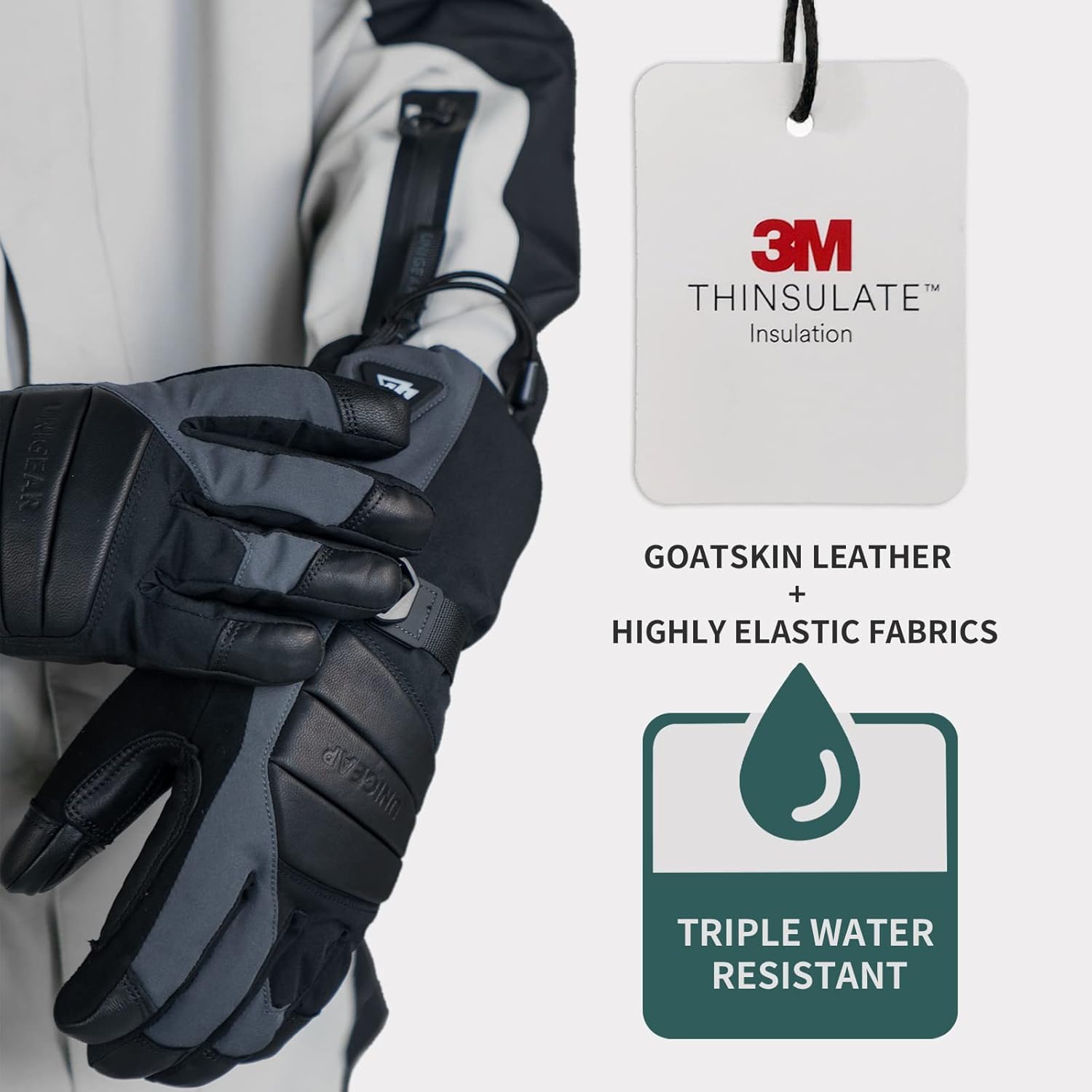 Unigear Gants Chauffants Rechargeables, Gants de Ski Chauffants à Batterie avec 3 Niveaux de Chauffage, Gants Chauffants Électriques à Écran Tactile pour Le Ski, Le Snowboard et Les Raynauds