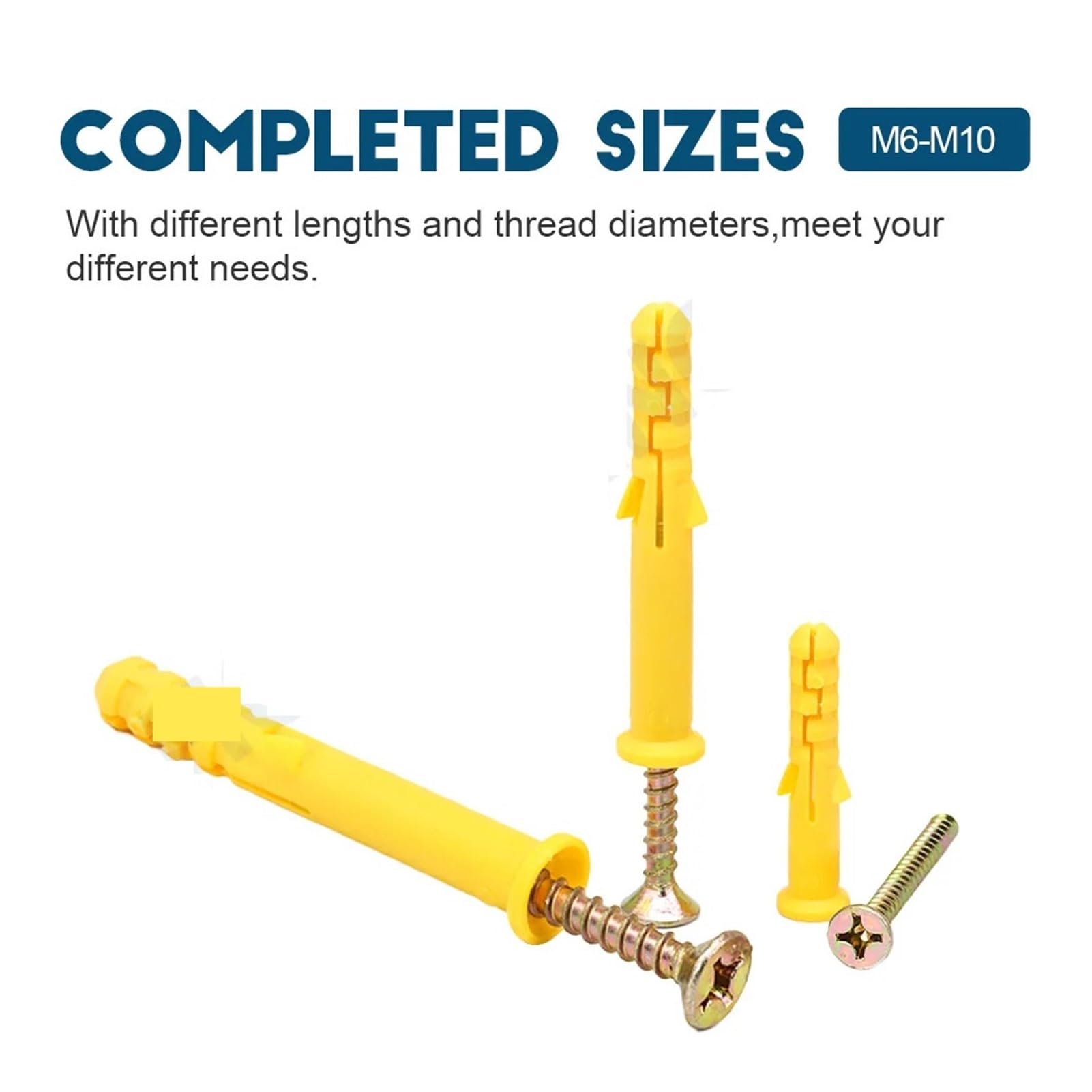 Tubo di espansione in plastica, tasselli, tasselli di espansione in plastica con viti autofilettanti M6 M8 M10, confezione da 5-20 set (80 mm, M6 20 set)