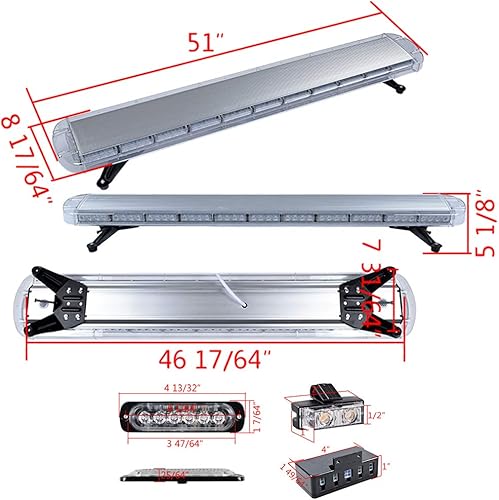 Miniatura 2 de Corp Set de advertencia de emergencia ámbar de seguridad de 51 pulgadas 96-LED estroboscópica barra de luz en la azotea con 8 piezas ultra delgada
