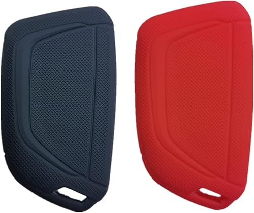 Miniatura 3 de 2 fundas de silicona para llavero inteligente de 7 botones compatibles con Chevy Chevrolet Corvette C8 2020 2021 (negro con rojo y rojo)
