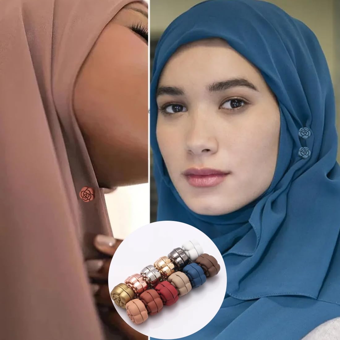 Hijab Donna 12pz Spille Magneti Per Hijabb, Senza Spille Multiuso