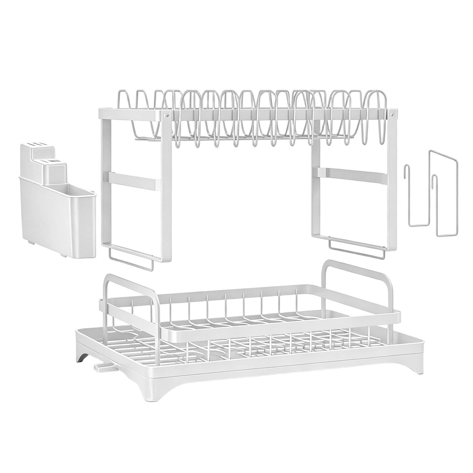 de 2 niveles grande para platos de 2 niveles de acero al carbono | Escurreplatos para fregadero de cocina para jabón esponjas herramienta limpieza organización drenaje grifo casa A