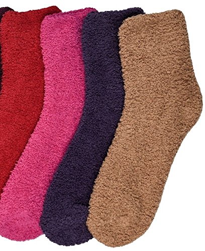 Stanzino 6 PAIRS WOMEN COZY FUZZY NON SKID STRIPES SUPER SOFT WINTER SLIPPER SOCKS 9-113
