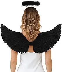 Kit Fantasia Asa De Anjo E Tiara Com Led Carnaval Festa Halloween Adulto