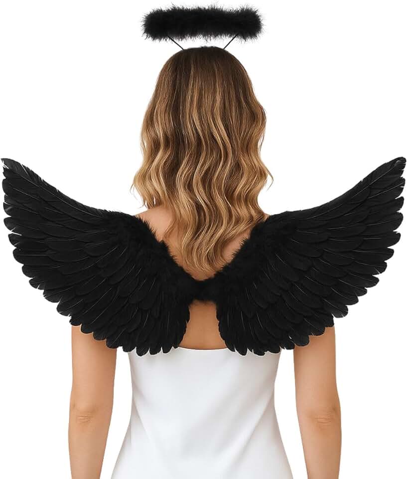 Kit Fantasia Asa De Anjo E Tiara Com Led Carnaval Festa Halloween Adulto