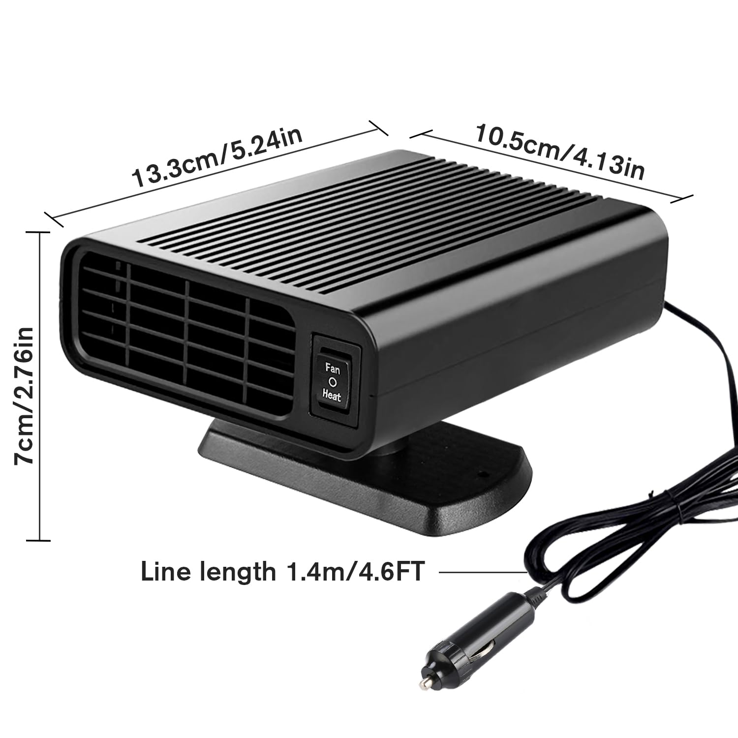 Showvigor chauffage voiture, 150W chauffage portable, 2 en 1 chauffage rapide dégivrage du pare-brise et ventilateur de refroidissement, 12Volt chauffage voiture portable anti-buée, branchement allume