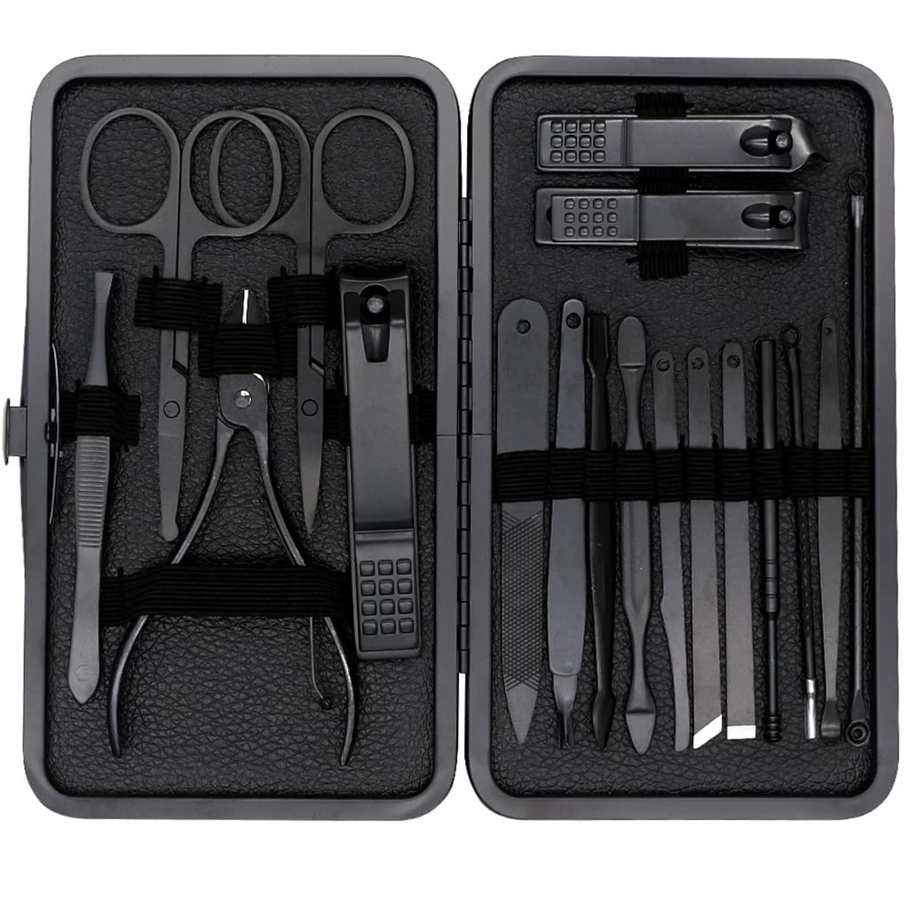 Kit manucure de voyage compact 18 pièces en acier pour une mise en beauté parfaite partout