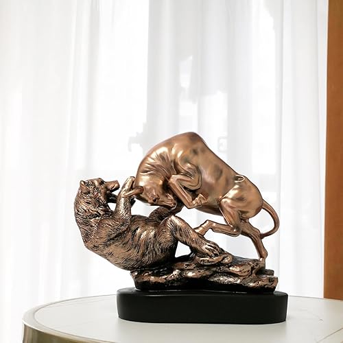 Miniatura 5 de Wall Street - Estatua de toro y oso de bronce de resina para el mercado de valores, escultura de carga para el hogar y la oficina