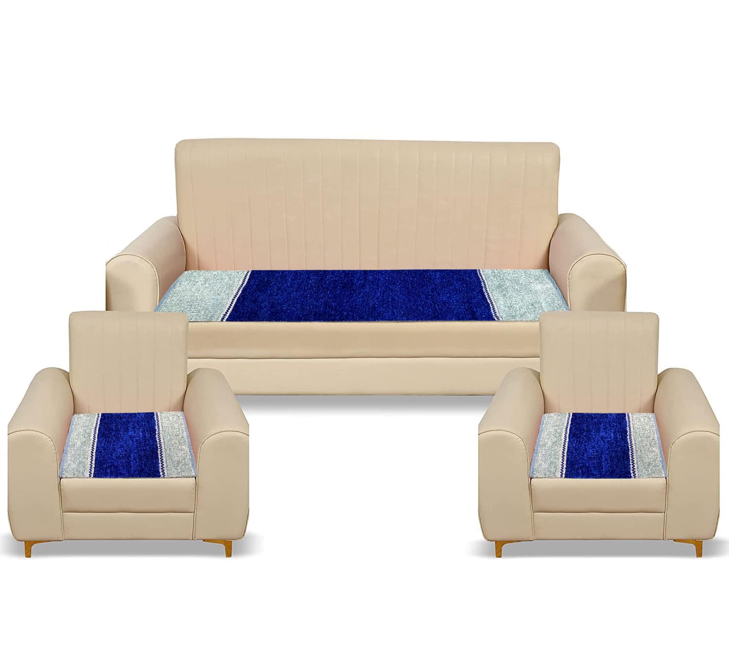 Heaven World 100% Pure Cotton 5 Seater Sofa Cover Set for Living Room, Drawing Room, Bedroom, Offices with Polyester Feather Touch (3+1+1 Set) (Blue Sky 2, 5 Seater) (B0D6SQLPK5) Amazon Price History, Amazon Price Tracker