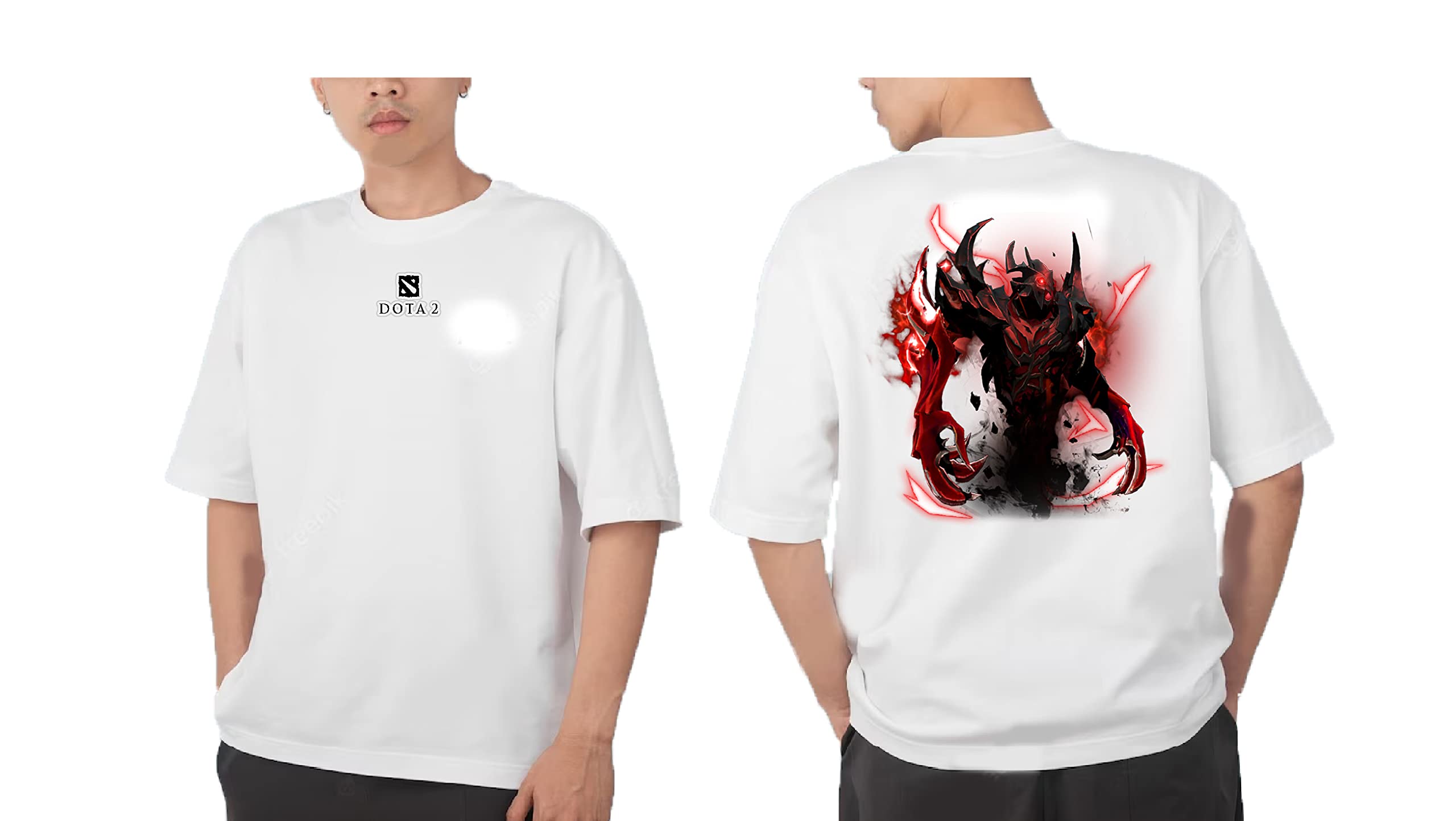 KVM-Kvelling DOTA 2 Graphic Tees - Men's and Women's - 100% Cotton Crew Neck T-Shirts with Vivid Game Graphics,Oversize and Normalsize shadow fiend. (White, Normalsize Medium)